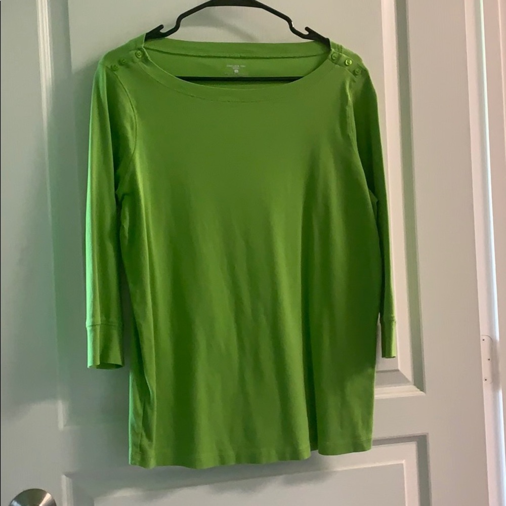 Boat neck lime green shirt